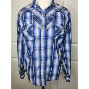 Brooks And Dunn By Panhandle‎ Slim Womens Plaid Western Shirt Pearlsnap Sz Small